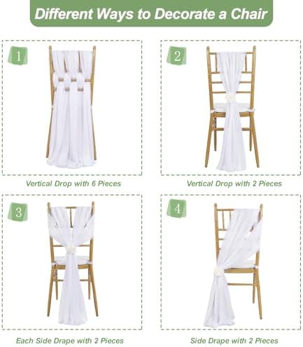 White Chair Sashes for Wedding: 32 Pieces 8ft Long Sheer Draping Fabric - Party Dinner Hotel Event Decoration - Image 5