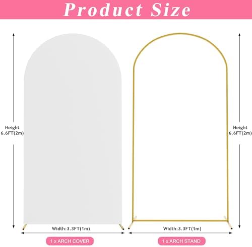 Putros Arch Backdrop Stand and Cover Set, 6.6ft Arch Stand with White Cover - Image 2