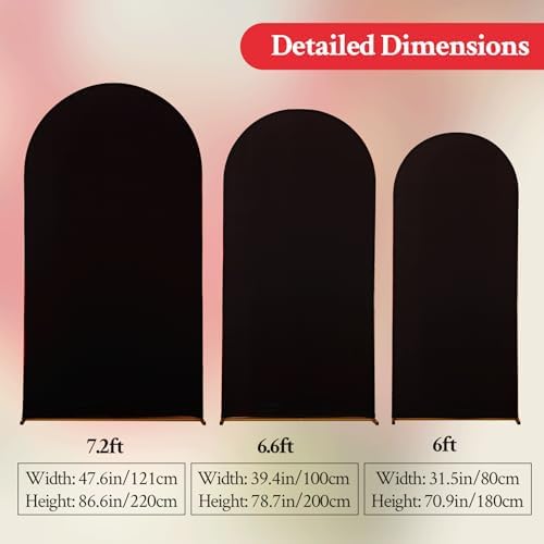 Red Black Arch Backdrop Cover Set of 3 Wedding Arch Covers Stretchy Backdrop Birthday Party Arch Cover 6FT 6.6FT 7.2FT Arch Stand Cover Spandex Ceremony Bridal Shower Banquet Decoration - Image 5