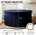 2 Pack 132inch Navy Blue Round Tablecloth, Circle Stretch Table Cloths for 6 FT Tables, Wrinkle Free Round Table Skirt for Wedding Birthday Photography Social Events Engagement Party Decorations - Image 2