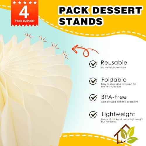 4 Pcs Buffet Risers - Foldable Paper Risers Display Stands, White - Image 3