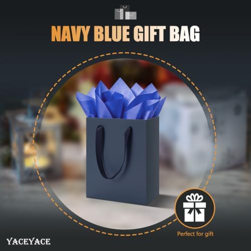 YACEYACE Blue Gift Bags 20Pack, Navy Blue Gift Bags with Tissue Paper - Image 3