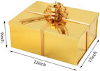 UoeRing Gold Extra Large Gift Box 1Pcs 22x17x9 inch,luxury Gift Box with Lid for Presents Birthday Christmas Valentine's Day (Contain Pull Bows,Card,Envelope,Filler) - Image 3