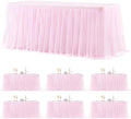 6 Pack Pink Table Cloth for 6 Foot Rectangle Tables, Pink Stretch Fitted Tulle Table Covers Skirt, Rectangular Ruffle Tutu Tablecloth Wedding Banquet Baby Shower Cake Tablecloths Decorations by Tao-GePartyDecorations