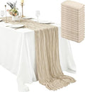 16 Pack Beige Cheesecloth Table Runner 35x120 Inch Boho Gauze Cheese Cloth Table Runners, 10 FT Long Rustic Sheer Beige Table Runner for Wedding Bridal Baby Shower Birthday Party Table Decorations by Zrlljp