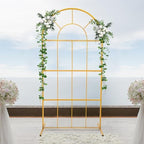 Gold Wedding Arch Stand with Mesh for Ceremony Modern Metal Balloon Arch Stand Kit Garden Floral Arch Frame Background for Anniversary Birthday Party Home Outdoor Lawn Decor - Image 2