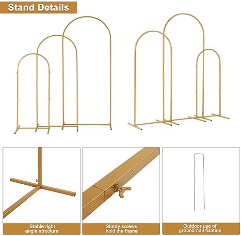 Outvita Wedding Arch Set of 3, Metal Backdrop Stand Wedding Ballon Arch Frame Decoration Support Stand for Ceremony Indoor Outdoor Party Event Baby Shower - Image 3