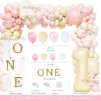 Hombae Beary First Birthday Decorations for Girl, Teddy Bear 1st Birthday Party Supplies, Pink Ivory Balloon Garland, Girl Baby Photo Banner, Bear Birthday Themed Decor Party Pack - Image 3