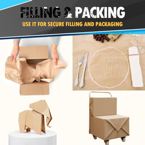 PerkHomy 48" x 2,400" (200') Brown Kraft Paper Roll for Craft Bulletin Board Paper Art Table Covering Crafting Gift Wrapping Bouquet Packing Parcel 70GSM 50LB (Brown, 48" x 200') - Image 6