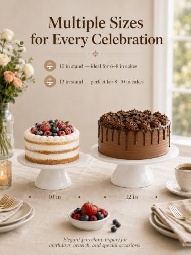 Porcelain Cake Stand, 10 in Round Cake Dessert Display Stands, White - Image 4