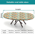 Christmas Gnome Dreams Floral Pattern #2 Fabric Print Oval Tablecloths Stain Resistant Oilproof Elastic for Bridal Shower Engagement Housewarming Wedding Fits for 48" x 68" Oval Table - Image 4