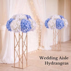 50PCS White & Blue Hydrangea Artificial Flowers, Stronger Bendable Stems - Image 7