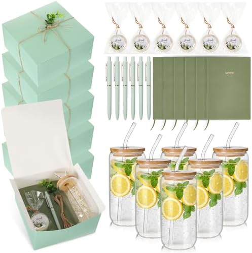 6 Set Baby Shower Prizes for Winners Gifts Baby Shower Guest Gifts Soap Pen Glass Tumbler Notebook Gift Box Packaging Wedding Bridal Game Prizes Gift Box Party Favors(Green,Funny) by Acellegic