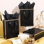 Yeaqee 50 Pcs Metallic Paepr Gift Bags Bulk with Handles,Black Gold - Image 5