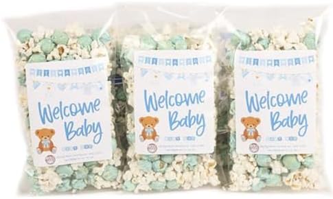 Welcome Baby Boy or Girl! Baby Shower Popcorn Bags Gender Reveal Party Favor Gifts (20 Pack) (20-Pack, Welcome Baby Boy!) by ColbyRidge
