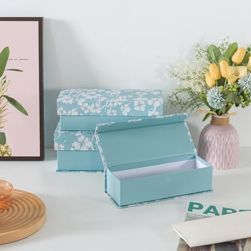Soul & Lane - Decorative Storage Boxes with Lids, Set of 3, Blue Botanical - Image 6