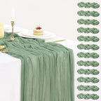 12 Pack Sage Green Cheesecloth Table Runner 35x120 Inch, 10Ft Boho Sheer Gauze Table Runner Cheese Cloth Runner for Wedding Baby Shower Birthday Home Decor Garden Farmhouse by BlueTopCoLtd