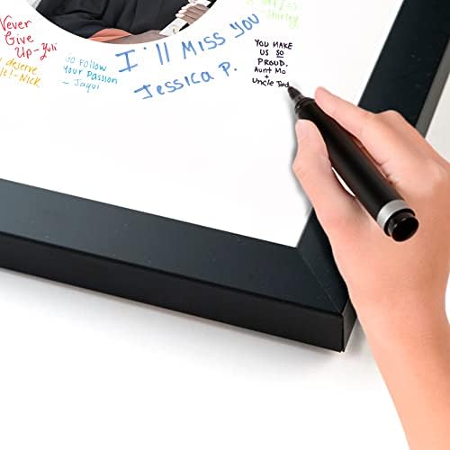 20x20 Square Black Autograph & Signature Picture Frame With Yellow Square Opening Photo Mat for 8x8 Pictures Wooden Picture Frames - Birthday, Baby Shower, Memorial Signing Board, Matted Frame - Image 5