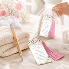Whaline 50 Sets Baby Shower Favors Pink Floral Flower Engraved Retractable Ballpoint Pens with Thank You Bookmarks and Organza Bags for Gender Reveal Party Gifts Guest Prizes - Image 5