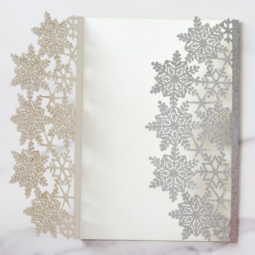 50 Piece Winter glitter snowflake invitation cards for wedding, bridal shower, baby shower, birthday, Christmas party and more (Silver) - Image 4