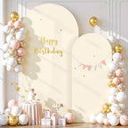 Beige Arch Backdrop Cover Set of 2-7.2 and 6ft Beige Arch Covers Stretchy Backdrop Spandex Wedding Balloon Arch Stand Covers for Baby Shower Birthday Party Bridal Shower Banquet Photo Background - Image 2