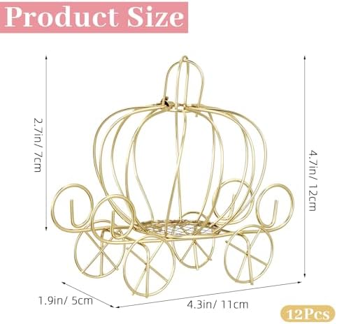 ABOOFAN 12 Pack Gold Pumpkin Carriage Centerpieces for Tables - Image 3