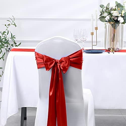 SiinvdaBZX 24 Pcs Red Satin Table Runner 12 x 108 inches Long - Image 6