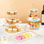 13 Pcs Dessert Display Set, 4 3-Tier Cupcake Stands, 6 Trays & 3 Tongs - Image 2