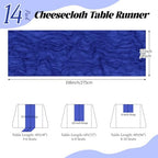 14 Pack Royal Blue Cheesecloth Table Runner 17x108 Inch Semi Sheer Boho Gauze Cheese Cloth Fabric Table Runners, for Wedding Party Baby Shower Birthday Home Decor Garden Farmhouse - Image 2