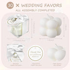 ACITHGL 30 Sets Fully Assembled Small Bubble Candle Party Favors for Guests Bulk Bridal Showers Favors Candles with Stylish Ribbons Thank You Cards Gifts (White) - Image 2