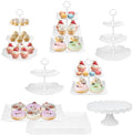 11Pcs Dessert Table Display Set, White Cupcake Stand Set with 3-Tier & 2-Tier Dessert Stands, 10" Plastic Cake Stand & Serving Trays for Wedding, Birthday, Baby Shower, Party&treat table displays set by Garfunovo