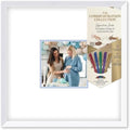 Solid Wood Signature Frame With Square Opening - White Wood - Sky Blue Accent Mat - Guest Book Alternative With Gel Pens Made in the USA by CustomPictureFrames