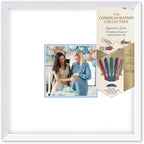 Solid Wood Signature Frame With Square Opening - White Wood - Sky Blue Accent Mat - Guest Book Alternative With Gel Pens Made in the USA by CustomPictureFrames