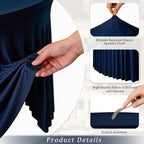 Navy Blue 4PCS Round Spandex Tablecloth for 5FT/60In Inch Round Table - Image 4