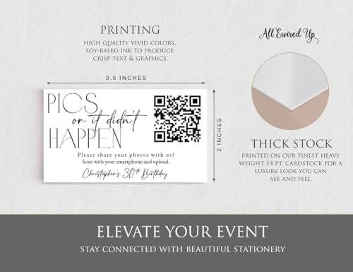 Wedding Pics or It Didn't Happen QR Code Card, Photo Card, Social Media Online, Wedding Website, Modern, Minimalist Pictures, Capture the Love, Any Occasion Personalized Favors - Image 4