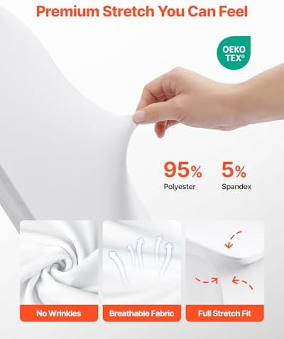 VEVOR Chair Covers, Polyester Spandex Chair Cover, Stretchy Flat-Front Chairs Protective Slipcover, Universal Fitted for Dining Party Wedding Banque (105PCS, White) - Image 4