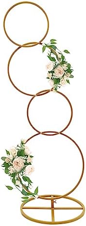 5.02Ft High Wedding Round Hoop Backdrop Stand, Detachable 4 Tier Gold Metal Wedding Arch for Photo Booth Background, Aisle Decor, Stage Display, Party, Birthday (US Stock) (Gold) - Image 2