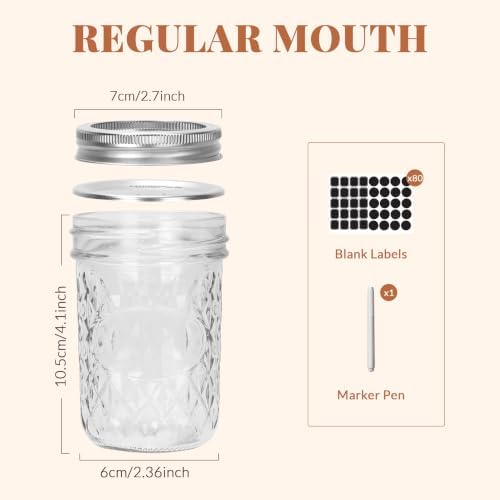 CycleMore Mason Jars 8 oz, 24 Pack Half Pint Canning Jars with Split Lids - Image 2