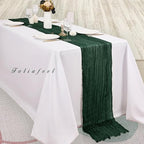 Emerald Green 20 Pack Cheesecloth Table Runner 10FT Boho Fabric Rustic Cheese Cloth Table Runner for Wedding 20 x 120 Inch Long Bridal Shower Baby Shower Gauze Sheer Birthday Party Table Decorations - Image 4