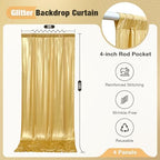 20x10FT Gold Sequin Backdrop Curtain for Party - 4 Panels 5x10FT Wrinkle-Free Shimmer Drapes for Birthday, Wedding, Christmas, Decorations & Photography - Image 6