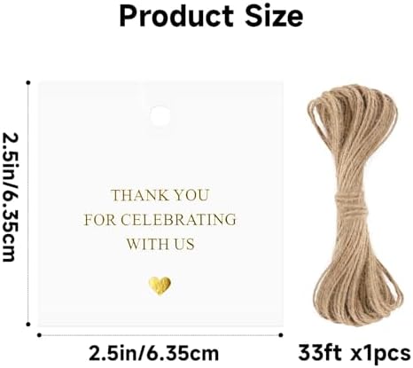 joycraft 50 Thank You for Celebrating with Us Tags with Gold Foil (Pack of 4) - Image 2
