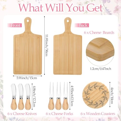 Honeydak 49 Pcs Baby Shower Prizes for Game Players 6 Set Cheese Board Fork Knives Coaster Towel Artificial Potted Plant Thanks Card Gift Bag for Baby Bridal Shower Wedding Favors (Butterfly) - Image 3