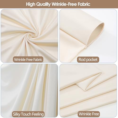 20x10ft Wrinkle Free Ivory Backdrop Curtain for Parties Soft Fabric Drapes Wedding Ivory Curtain Backdrop for Birthday Party Decorations Background for Photography 5x10ft,4 Panels - Image 4