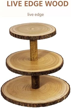 SENMUT Cupcake Stand Wood Dessert Stands 3 Tier Cupcake Tower Large Cupcake Display Stand Rustic Cupcake Tier Stand for Woodland Baby Shower Decorations,Wedding,Birthday,Party,Farmhouse Decor - Image 2