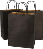 100Pcs Large Black Kraft Paper Bags with Handles 10x5x13 Inch, Heavy Duty Gift Bags for Christmas, Holiday,Small Business, Retail & Boutique by Ronvir