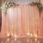 30×10ft Peach Tulle Backdrop Curtain with Lights String for Parties, Sheer Curtain Backdrop Drapes for Wedding Party Home Decorations - Image 2