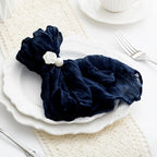 100 Pack Navy Blue Cheesecloth Napkins Washable Set of 100 Navy Blue Cloth Napkins 21x21 Inches Rustic Boho Cotton Gauze Dinner Table Napkins for Wedding Bridal Baby Shower Summer Party Table Decor - Image 2