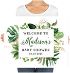 Andaz Press Custom Large Baby Shower Canvas Welcome Sign, 16 x 20 Inches, Tropical Palm Leaves, Guestbook Alternative, Personalized Sign Our Canvas, for Tropical Baby Shower, Baby Sprinkle Theme - Image 3