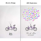 Rustic Wedding Decorations Bicycle with Balloons Painting Canvas DIY Fingerprint Signature Wedding Guest Book Alternative with Ink Pad -60x80cm - Image 3