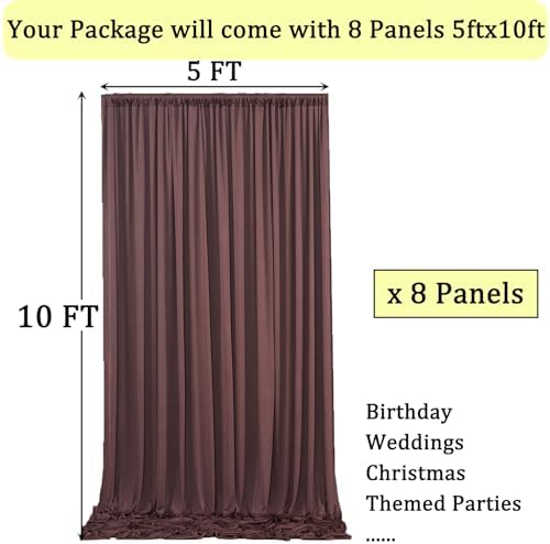 40ft x 10ft Wrinkle Free Brown Backdrop Curtains for Parties, 8 Panels 5x10ft Thick Fabric Backdrop Drapes for Wedding Party Background Birthday Decoration - Image 6